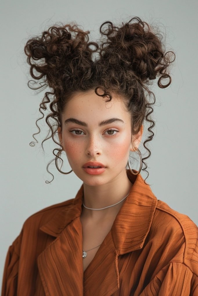 Curly Space Buns hairstyles curly hair