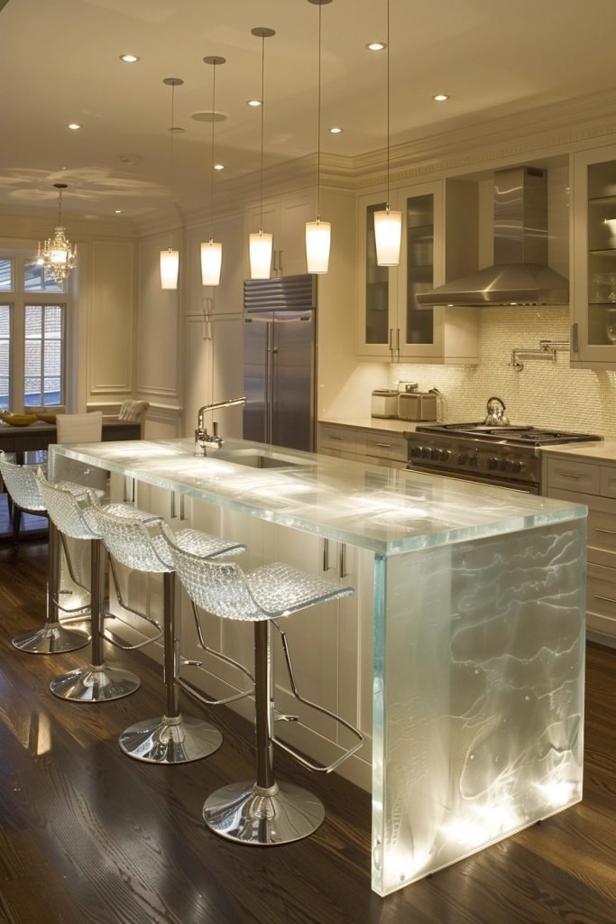 Elegant Glass Feature Kitchens