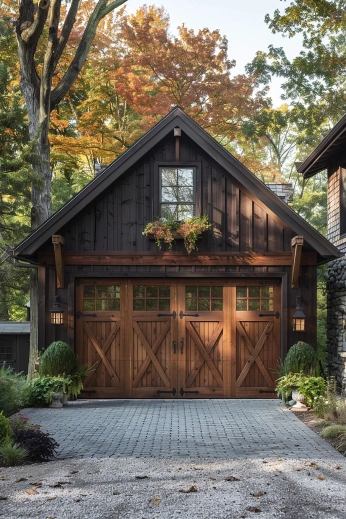Farmhouse Garage with Carriage Doors