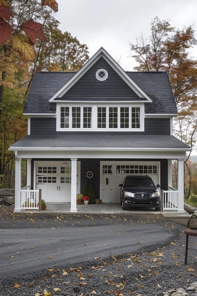 Farmhouse Garage with Wraparound Porch