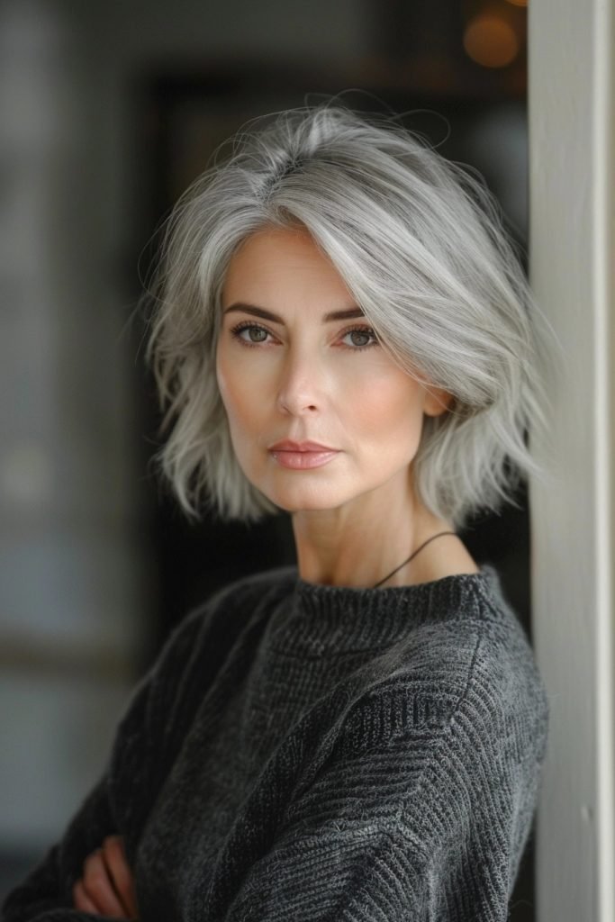 Feathered Bob hairstyles 50 year old women
