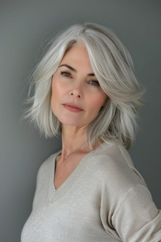 Feathered Bob hairstyles 50 year old women