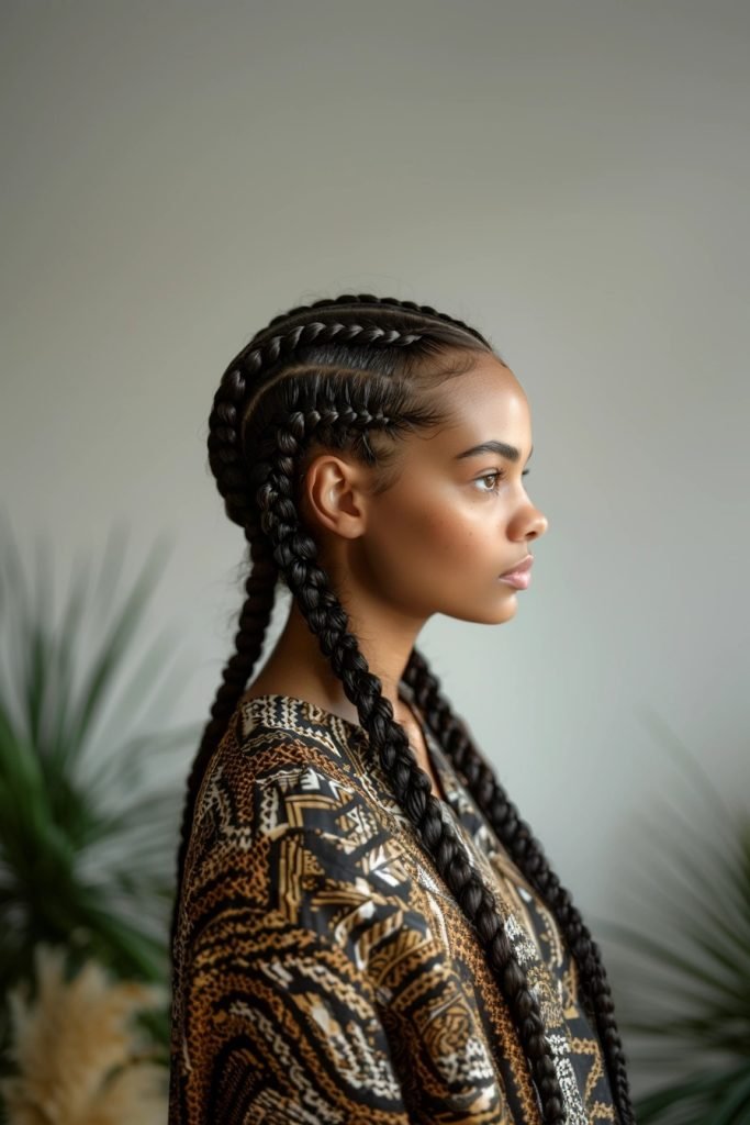 Feed-In Braids hairstyles for black hair