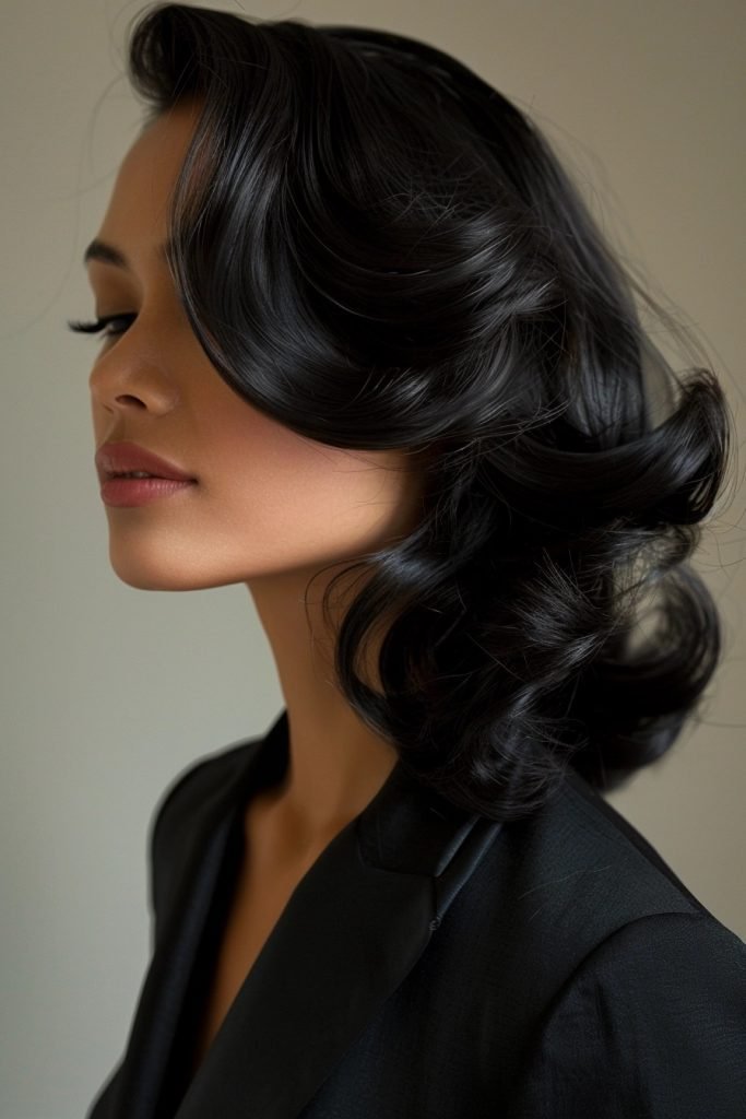 Glamorous Hollywood Waves hairstyle for long hair