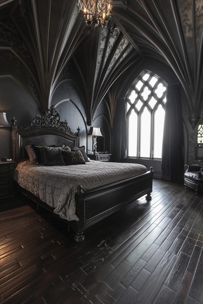 Gothic Bedroom with Cathedral Ceilings