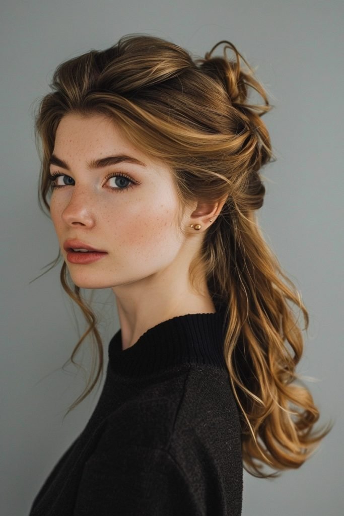 Half-Up Half-Down hairstyle for long hair