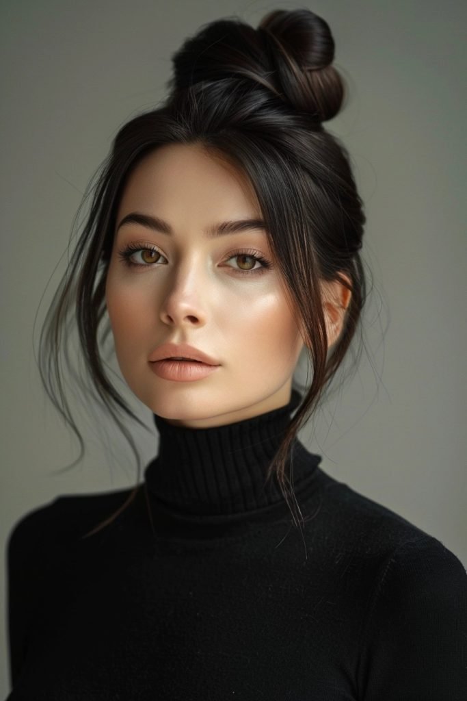 High Bun hairstyle for long hair