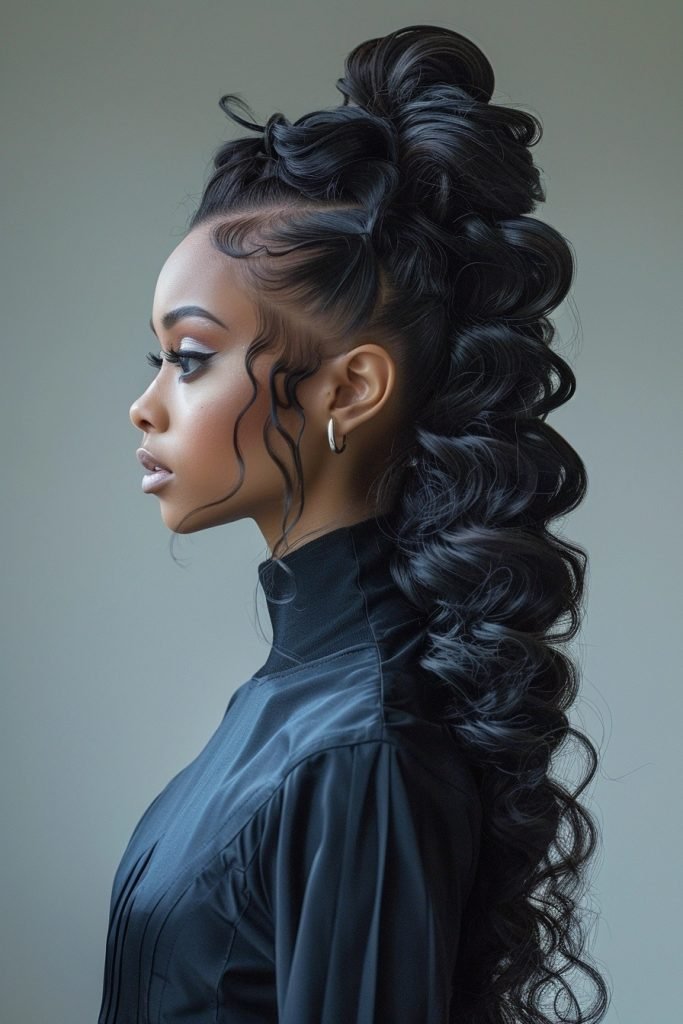 High Ponytail with Curls hairstyles curly hair