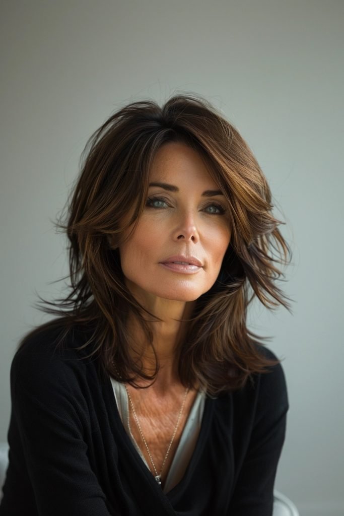 Layered Shoulder Cut hairstyles 50 year old women