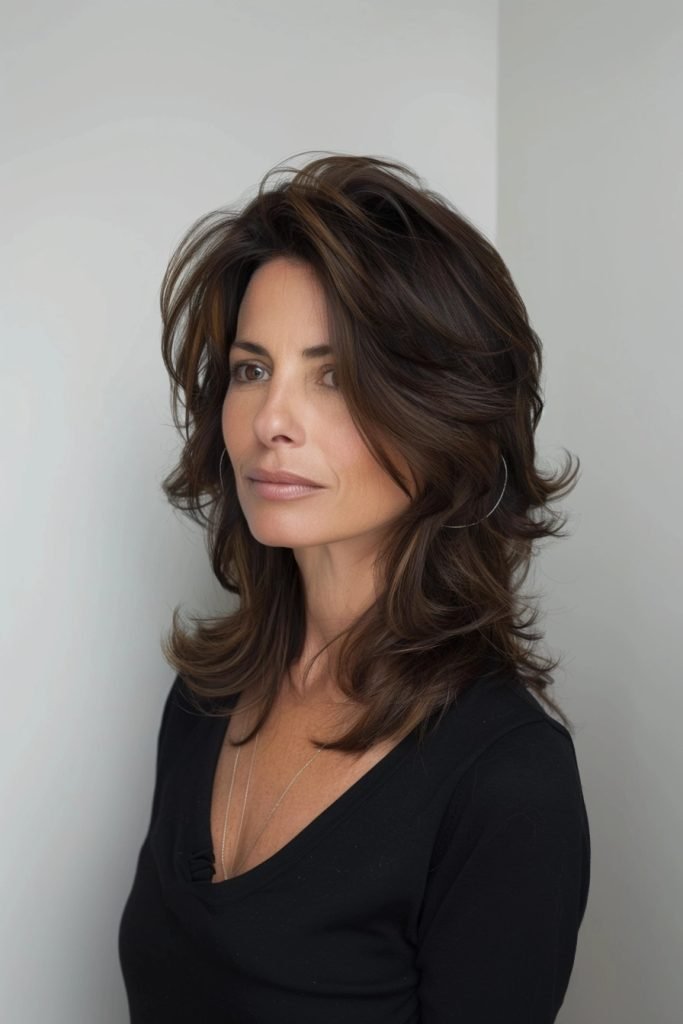 Layered Shoulder Cut hairstyles 50 year old women