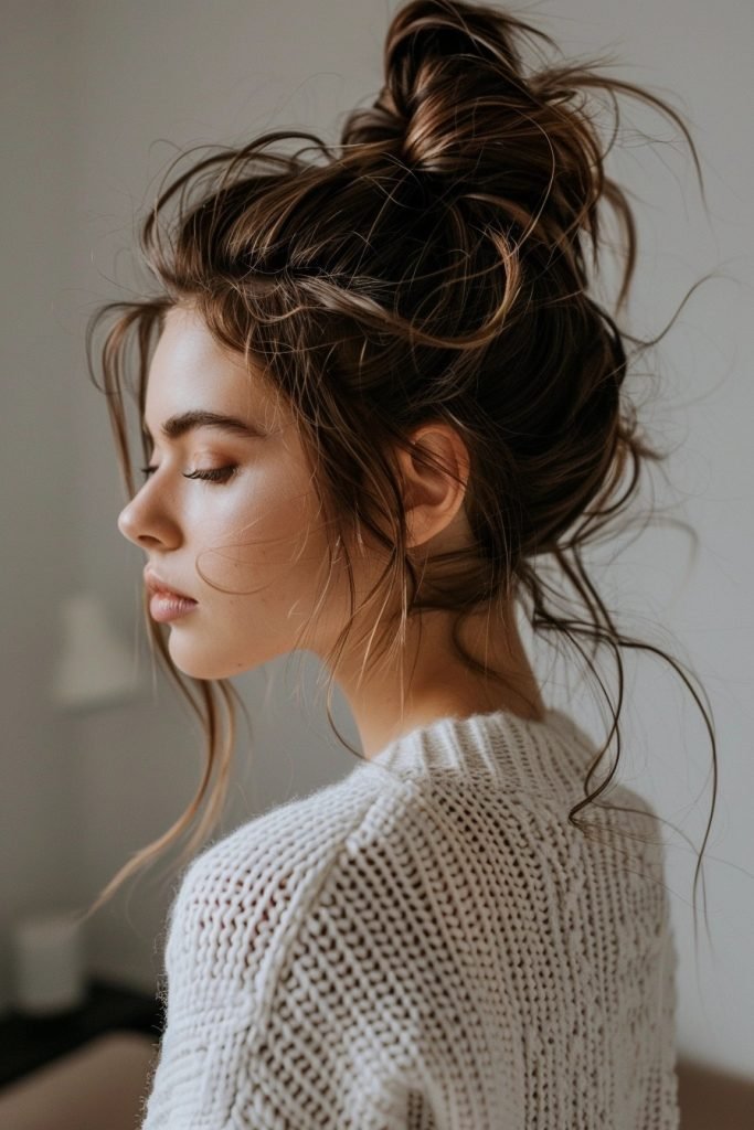 Messy Bun Hairstyles for Medium Length Hair