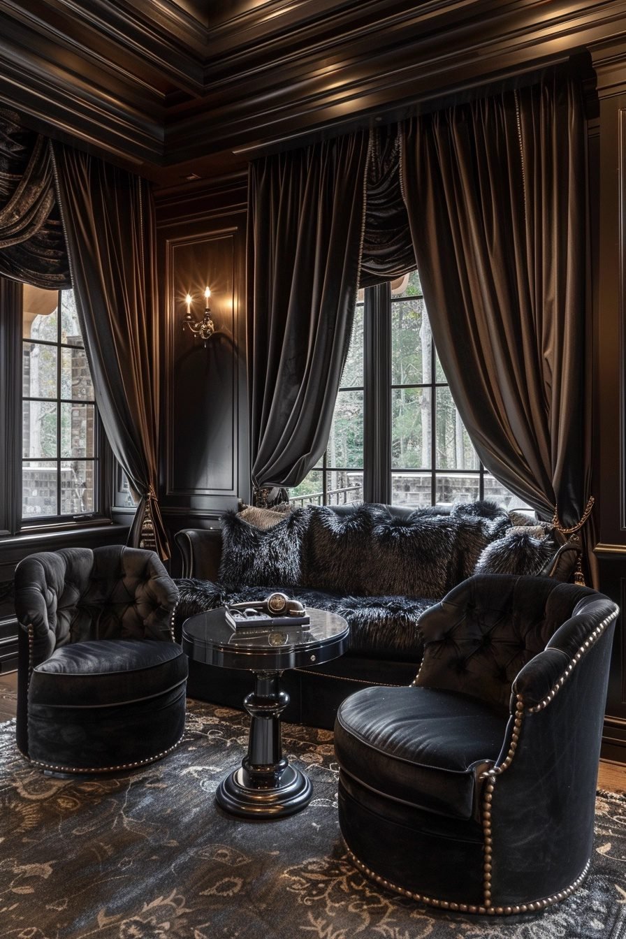 29 Black Curtains Living Room Ideas For Modern Glam - Courtneys World