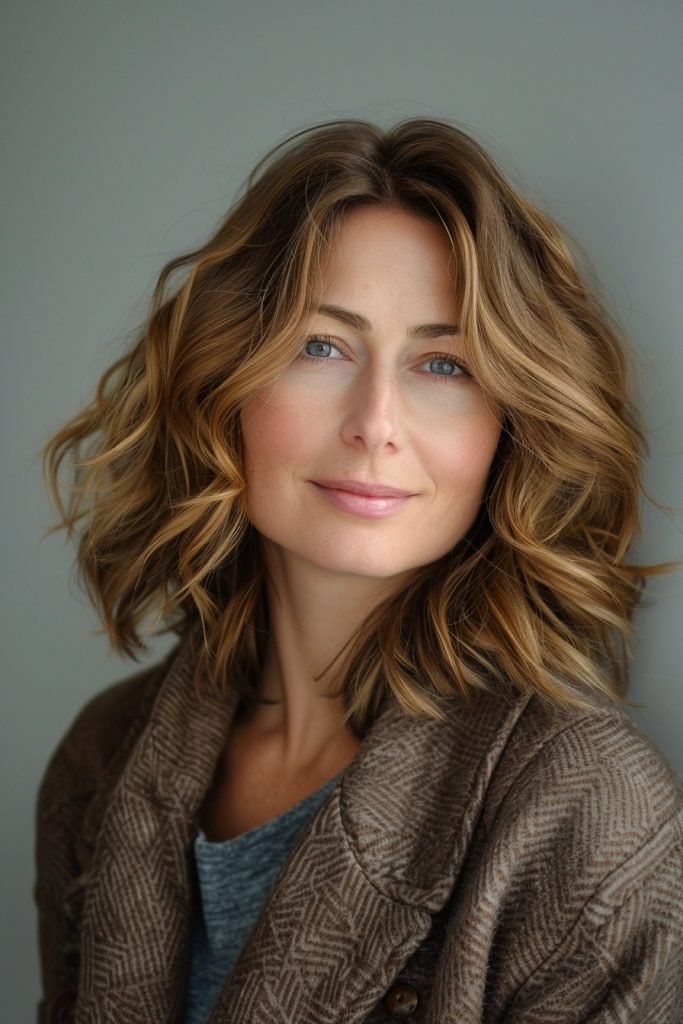 Shoulder-Length Waves hairstyles 50 year old women