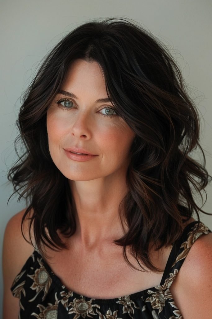 Shoulder-Length Waves hairstyles 50 year old women
