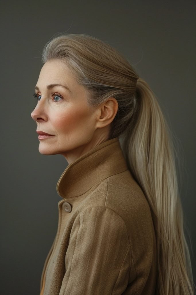 Sleek Ponytail hairstyles 50 year old women