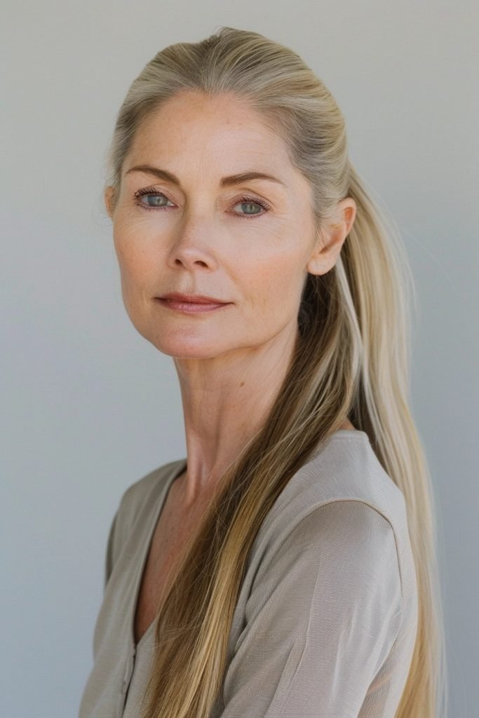 Sleek Ponytail hairstyles 50 year old women