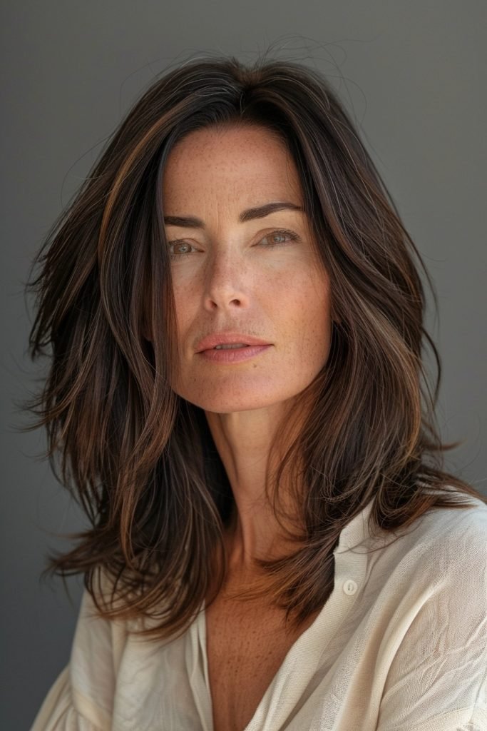 Smooth Lob hairstyles 50 year old women