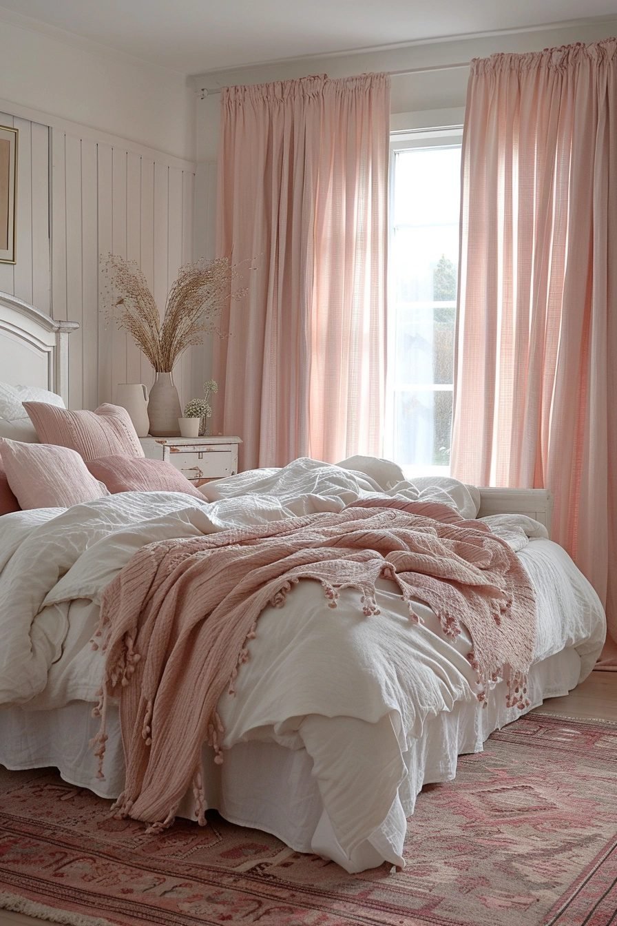 29 Curtains For Pink Bedroom Ideas To Add A Pop Of Color - Courtneys World