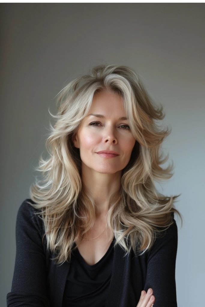 Soft Feathered Layers hairstyles 50 year old women