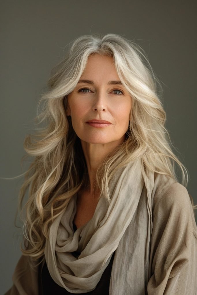 Soft Feathered Layers hairstyles 50 year old women