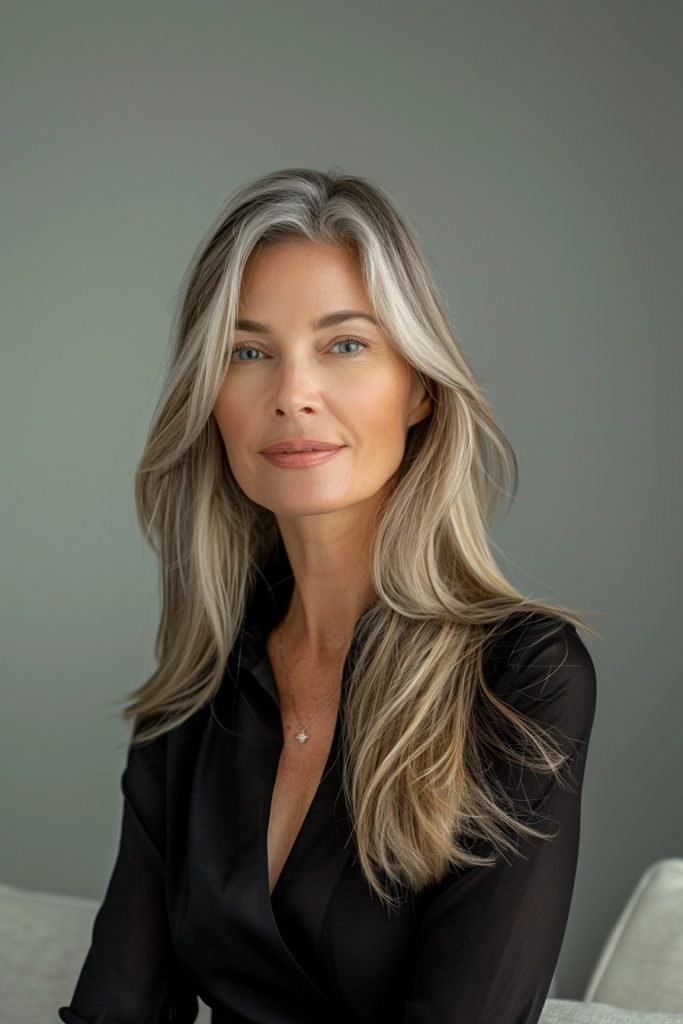 Straight and Sleek hairstyles 50 year old women