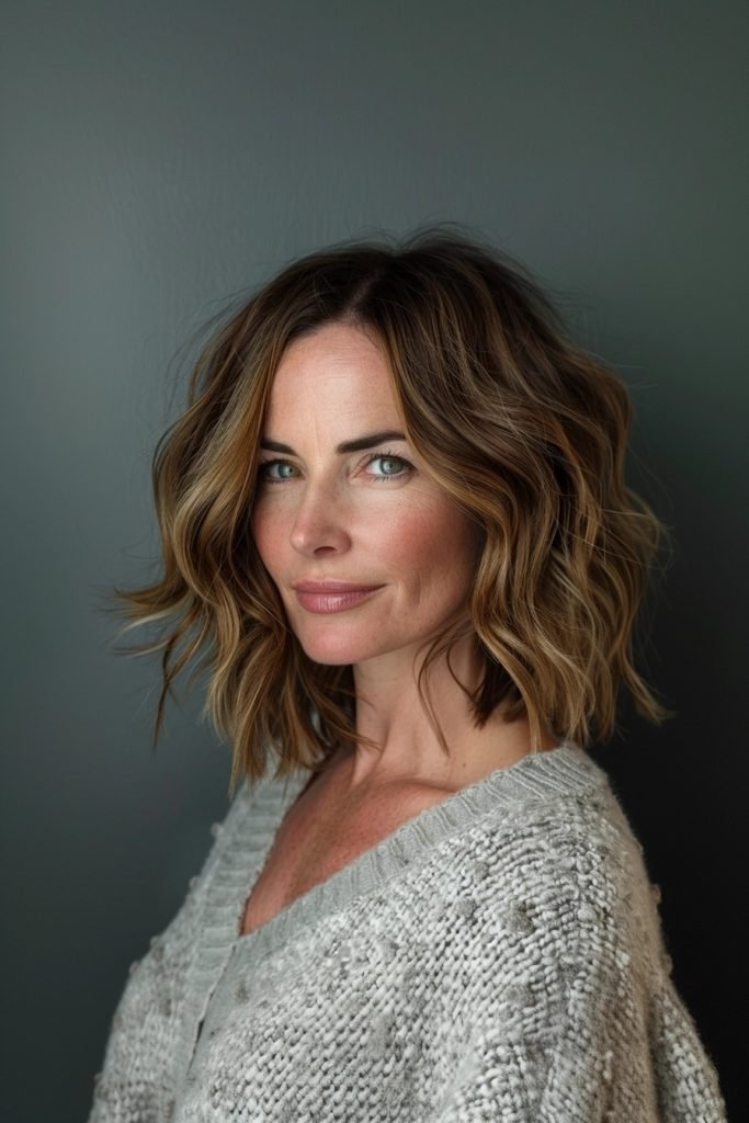 Wavy Bob with Highlights hairstyles 50 year old women