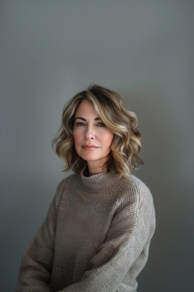 Wavy Bob with Highlights hairstyles 50 year old women