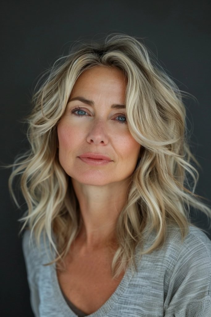 Wavy Lob hairstyles 50 year old women
