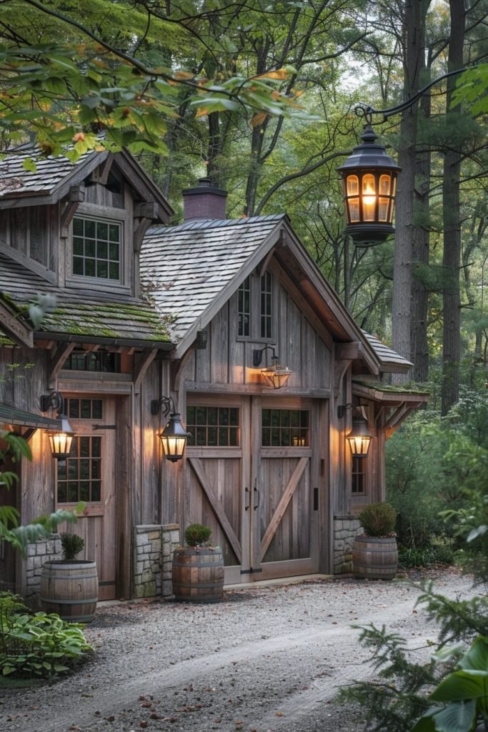 Weathered Wood Farmhouse Garage