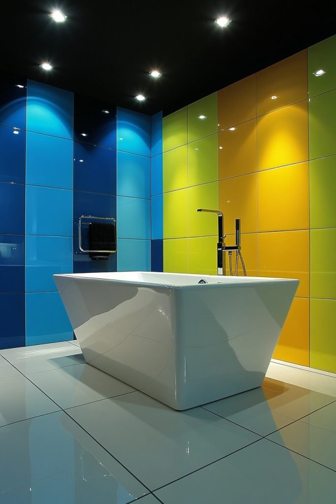 Bold Color Block Bathroom