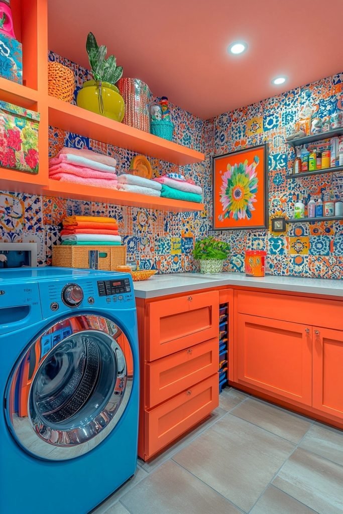 Colorful and Cheerful Laundry Room