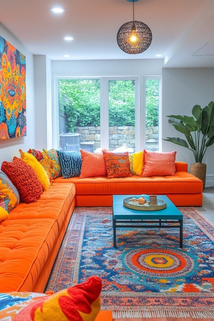 Colorful and Creative Walkout Basement