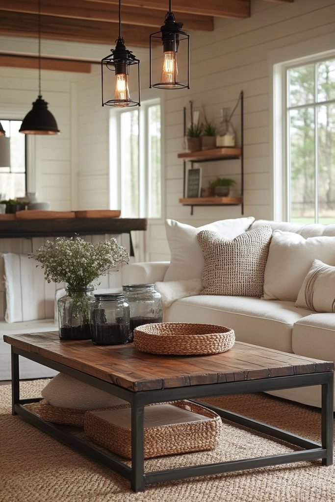 Cool Metal Farmhouse Living Room