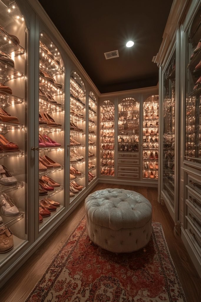 Illuminated Glass Shoe Cabinets