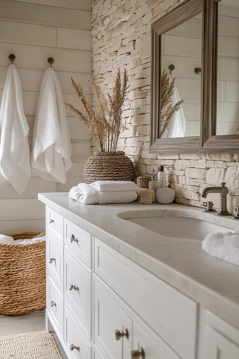 29 Coastal Farmhouse Bathroom Ideas To Create A Serene Oasis ...