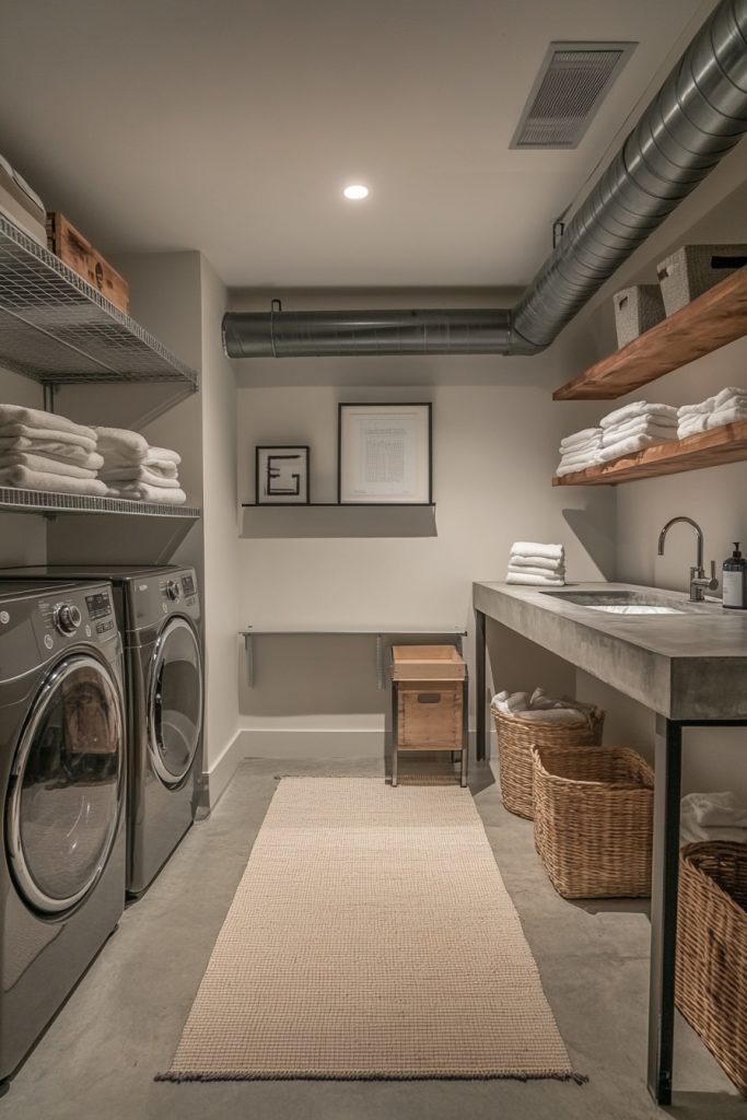 Minimalist Industrial Laundry Room