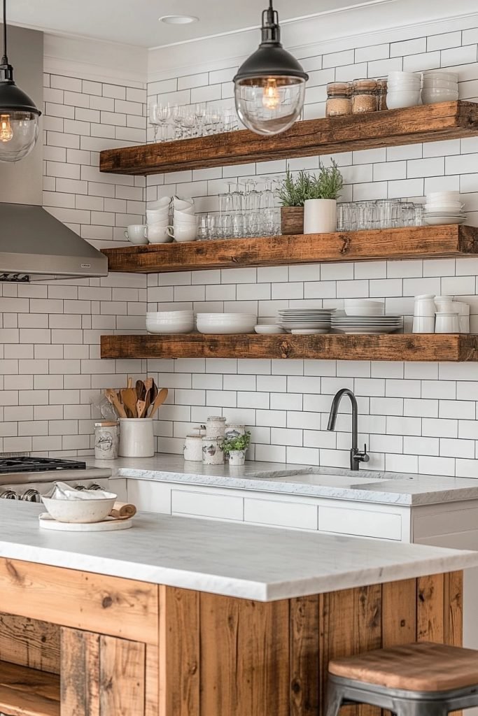 Open Shelving in Country Kitchens