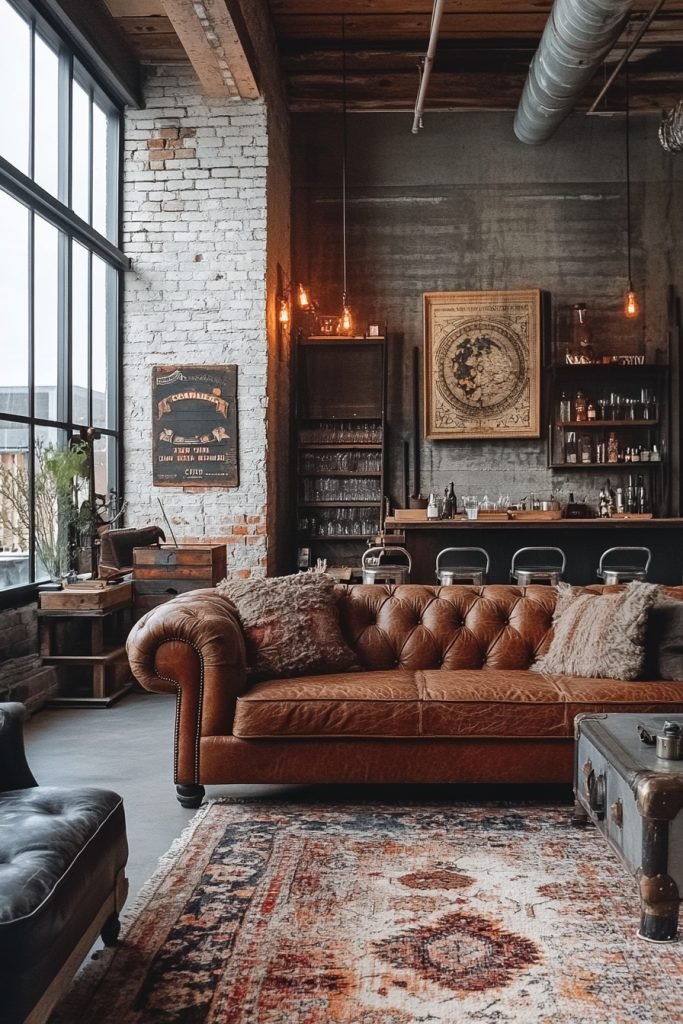 Raw Industrial Aesthetic Living Room