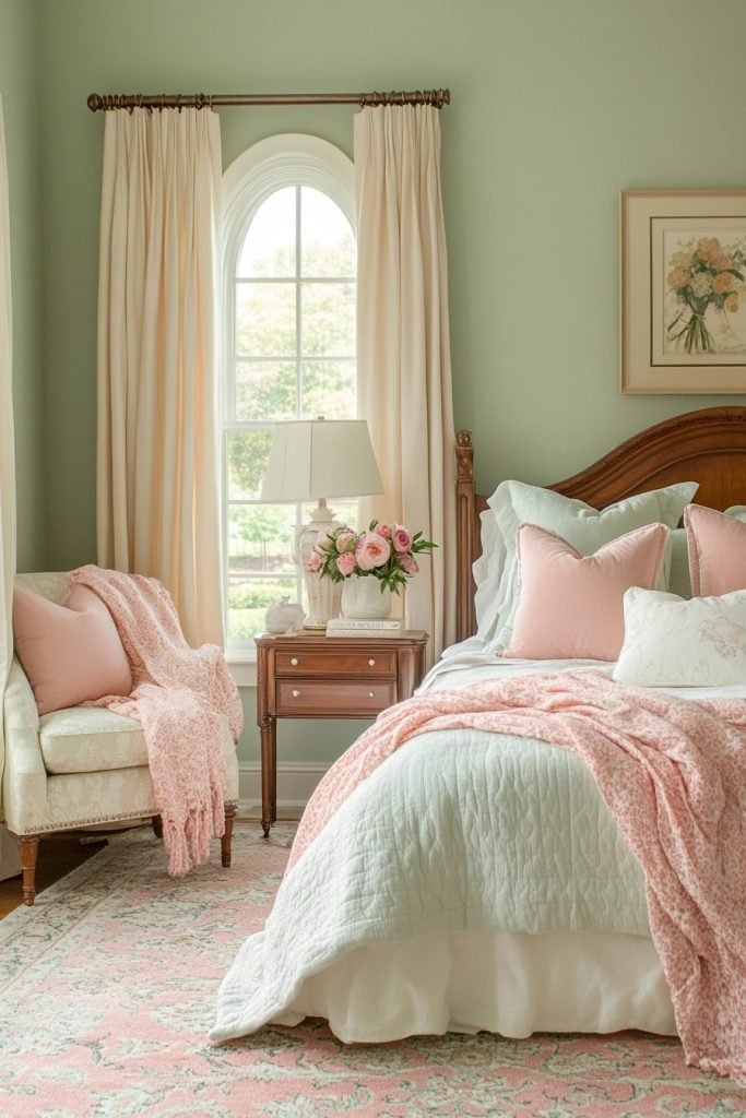 Soft Celadon and Carnation Haven