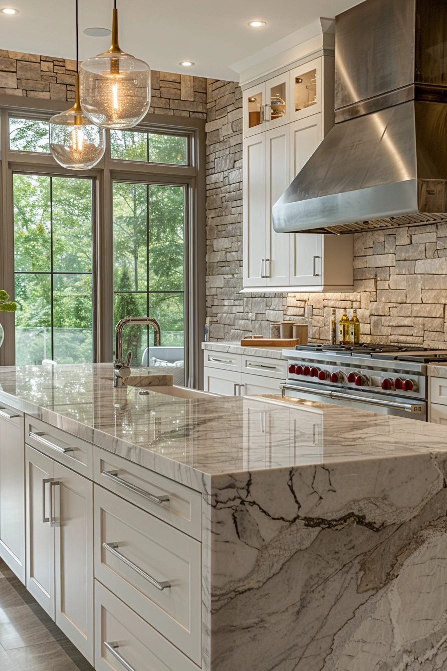 Continuous Granite For A Streamlined Look Reference: 29 Mid Century Modern Kitchen Ideas For A Sleek Style