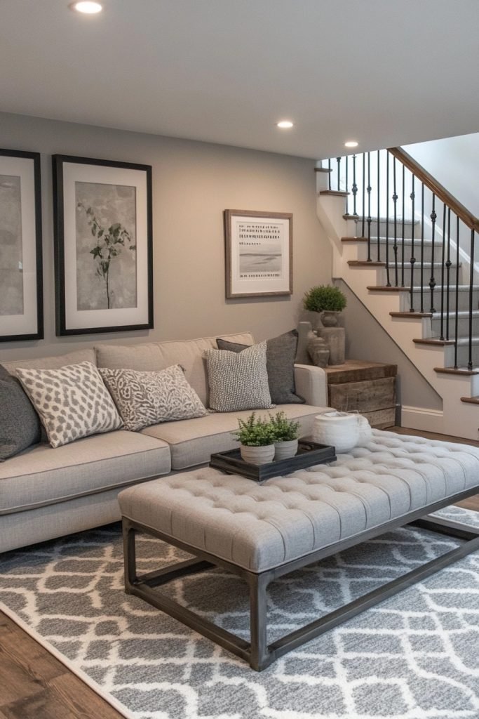 Transitional Style Walkout Basement