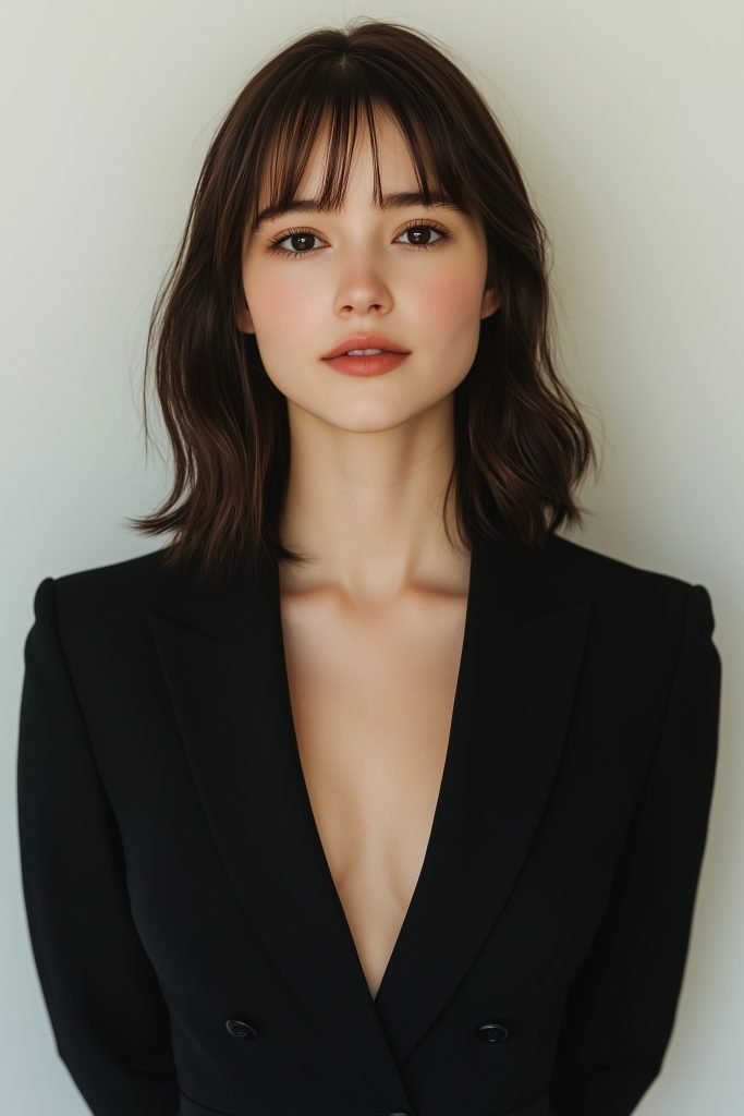 Angled Bob with Curtain Bangs