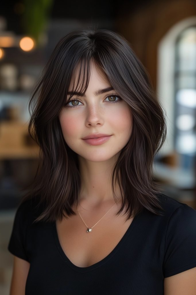 Angled Bob with Curtain Bangs