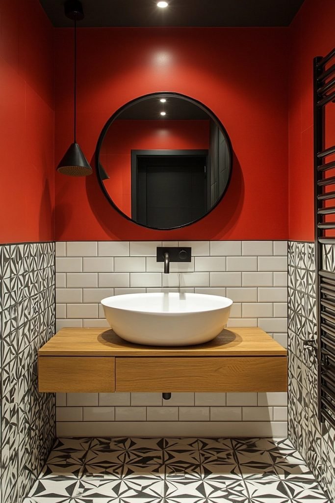 Bold Geometric Loft Bathroom