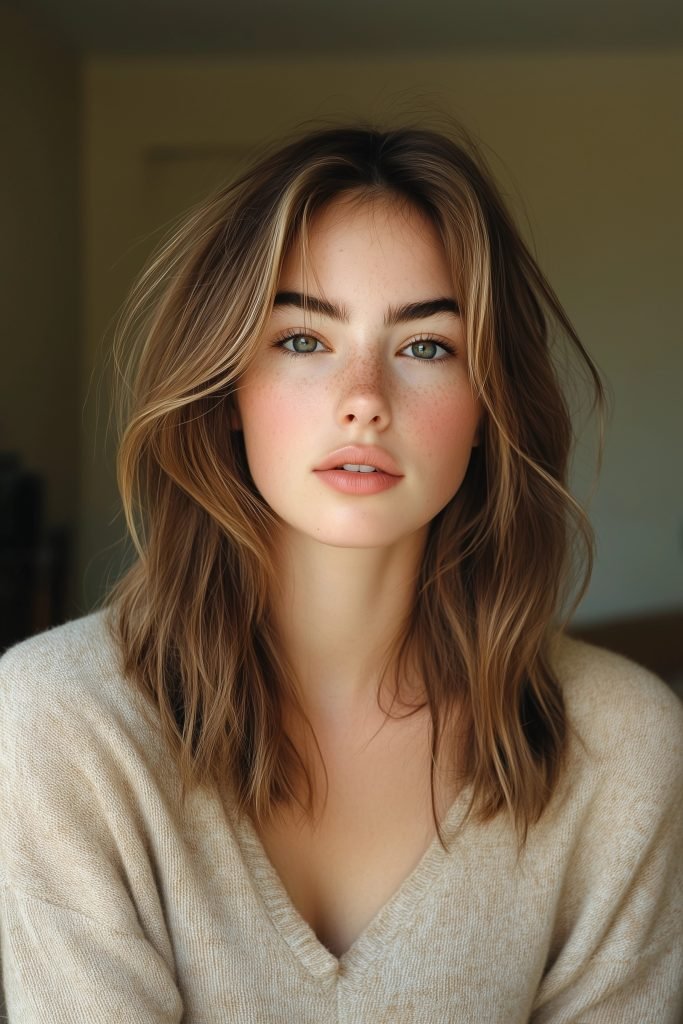 Classic Lob with Curtain Bangs