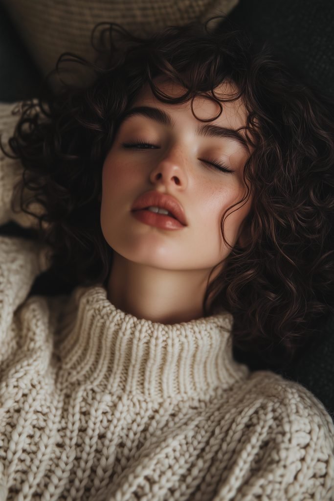 Curly Bob with Curtain Bangs