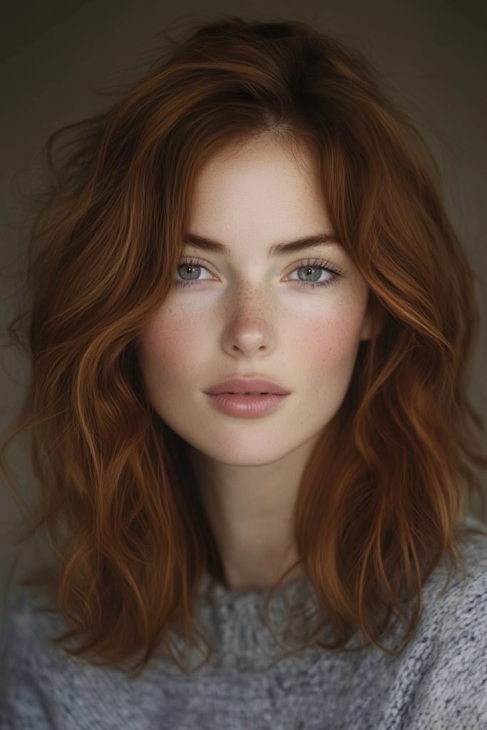 Curtain Bangs with Shoulder-Length Waves