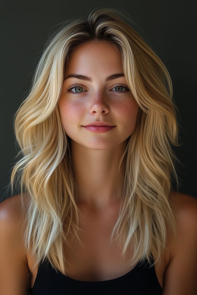 Feathered Lob with Curtain Bangs