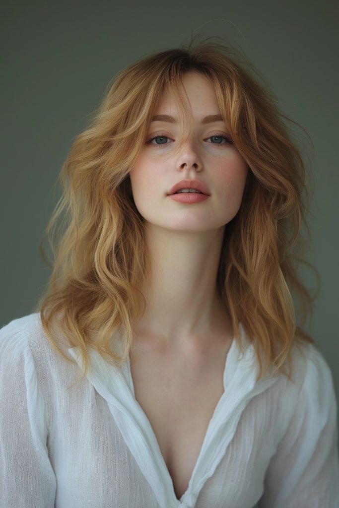 Feathered Lob with Curtain Bangs