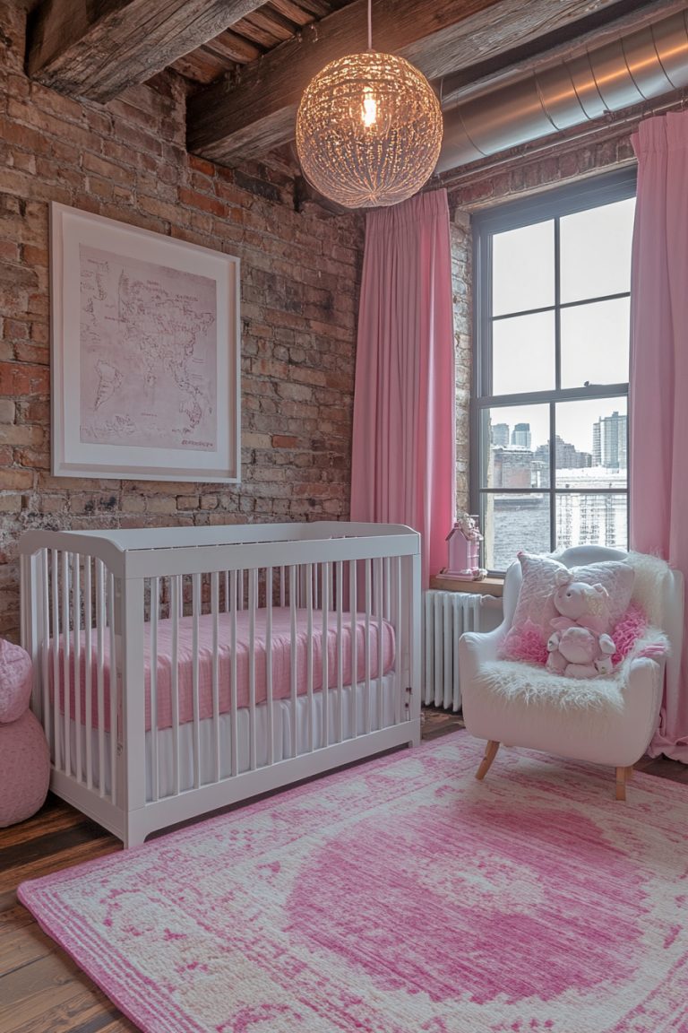 29 Pink Nursery Ideas To Make Your Baby’s Room Feel Magical - Courtneys ... - Industrial Chic Home Nurseries